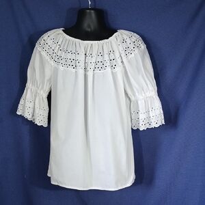 Cotton Eyelet Summer Blouse